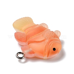 不透明樹脂ペンダント  プラチナトーンの鉄ループ付き  艶消し  魚  ダークオレンジ  24.5x26.5x7mm  穴：2mm&nbsp;RESI-D055-091P-01