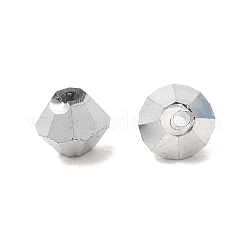 電気メッキガラスビーズ  双円錐形  フルメッキ  多面カット  銀メッキ  4x3.5mm  穴：0.8mm  約720個/袋&nbsp;GLAA-K072-01