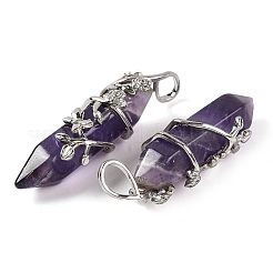Natural Amethyst Double Terminal Pointed Pendants&nbsp;G-C144-03P-02