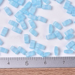 MIYUKIハーフティラビーズ  日本製シードビーズ  2の穴  （htl148fr）マット透明アクアアブ  5x2.3x1.9mm  穴：0.8mm  約1250個/50g&nbsp;SEED-X0054-HTL148FR