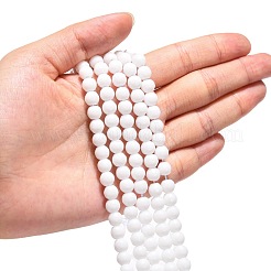 合成ホワイトアゲートビーズ連売り  染め  多面カット  ラウンド  ホワイト  6mm  穴：1mm  約66個/連  14.5インチ&nbsp;X-G-D419-6mm-01