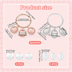 2Pcs 2 Colors Iron Rhinestone Multi-strand Stretch Round Oval Charms Bracelets&nbsp;BJEW-DR00009