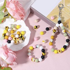 70 個 10 スタイルのシリコン焦点ビーズ  ミックスカラー  15mm  穴：2mm  7個/スタイル&nbsp;SIL-SZ0002-31