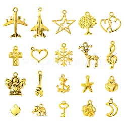 20スタイルのチベットスタイルの合金ペンダント  混合図形  アンティークシルバー＆ゴールデン  12~28x9~22x1~4mm  穴：1~2.5mm  4個/スタイル&nbsp;FIND-FS0002-73