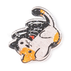 猫がテーマのアクリルパーツ  スカル  38x35x2.5mm  穴：1.7mm&nbsp;MACR-U003-03E