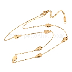 304 Stainless Steel Fish Bone Shaped Link Chain Necklaces for Women&nbsp;NJEW-A064-04G