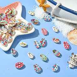 60Pcs 12 Styles Printed Natural Shell Beads&nbsp;BSHE-CJ0001-10