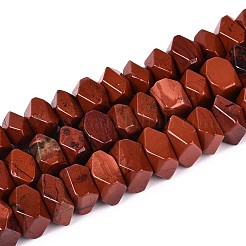天然石レッドジャスパービーズ連売り  ナゲット  多面カット  7~8x10~14x10~14mm  穴：1mm  約50~53個/連  14.96~15.55''（38~39.5センチメートル）&nbsp;G-D091-A34