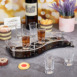 12 Holes S Shaped Transparent Acrylic Wine Glass Organizer Holder with Black Base&nbsp;ODIS-WH0019-13