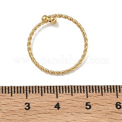 女性用304ステンレススチールカフオープンリング  ツイスト  イオンプレーティング（ip）  ゴールドカラー  18mm&nbsp;RJEW-F206-01G