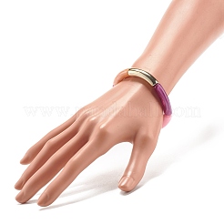 アクリルカーブチューブビーズストレッチブレスレット  女性のための分厚いブレスレット  カラフル  内径：2インチ（5.2cm）&nbsp;BJEW-JB07952