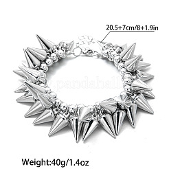 Hip-Hop Punk Goth CCB Plastic Spike Cone Charm Bracelets for Men&nbsp;WG608C0-01