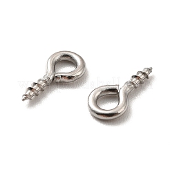 変色しない304ステンレススチールのスクリューアイピンペグベイル  片穴パーツ用  ステンレス鋼色  8x4x1mm  穴：2mm  ピン：1mm&nbsp;STAS-E044-07P-01