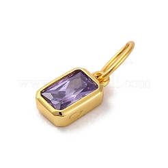 スターリングシルバーキュービックジルコニアチャーム925個  色  長方形  スレートブルー  8x5x2mm  穴：5x3mm&nbsp;STER-NH0014-01G-02