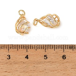 Brass Pave Clear Cubic Zirconia Charms&nbsp;KK-CBA7157-10G