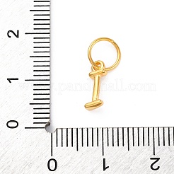 丸カン付きスターリングシルバーレターチャーム925個  ゴールドカラー  文字I  10x4x2mm  穴：5mm&nbsp;LS-STER-R008-01G-I