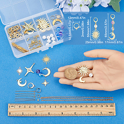 DIY真鍮製星月太陽フレンチフックピアス製作キット  ミックスカラー  2.5~35x2~25x0.3~9mm  穴：1~2mm&nbsp;DIY-SC0025-86