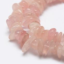 天然石ローズクォーツビーズ連売り  ナゲット  12~16x3~7mm  穴：1mm  15.3インチ（39cm）&nbsp;G-F521-06
