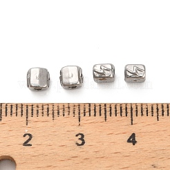 304ステンレススチールビーズ  雷を伴う直方体  ステンレス鋼色  4.5x4x3mm  穴：1.2mm&nbsp;STAS-D204-05P
