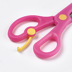 ステンレススチールとABSプラスチックハサミ  子供用安全クラフトはさみ  濃いピンク  13.5x6.2cm&nbsp;TOOL-WH0100-03B