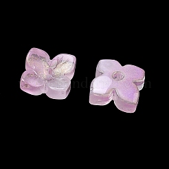 染色・加熱ガラスビーズキャップ  4  - 花びらの花  パールピンク  10x10x3.5mm  穴：1.4mm&nbsp;GLAA-Z019-01A