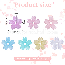 112 個 7 色不透明アクリルビーズ  さくら  ミックスカラー  10.5x11x2mm  穴：1.4~1.5mm  16個/カラー&nbsp;FIND-DR0001-39