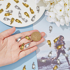120個2色亜鉛合金ペンダント  祈りの手チャーム  アンティークシルバー＆アンティーク金色  19.5x9x2.5mm  穴：1.8mm  60個/カラー&nbsp;FIND-HY0002-14