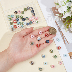 60色の釉薬をかけた磁器ビーズ10個  光沢のあるセラミックビーズ  フラットラウンド  ミックスカラー  9.5~10x6mm  穴：3mm  6個/カラー&nbsp;PORC-PA0001-26