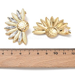 女性用304ステンレススチールエナメルスタッドピアス  ガラスと  花  ゴールドカラー  46.5x30.5mm&nbsp;SA-CBA7107-07G