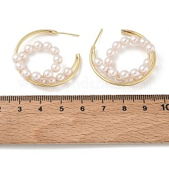 Brass with Plastic Pearls Stud Earrings&nbsp;KK-CBAD851-24G