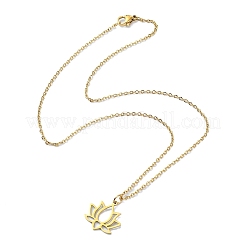 201 ステンレススチールペンダントネックレス  花  ゴールドカラー  15.55インチ（39.5cm）&nbsp;NJEW-B078-01G