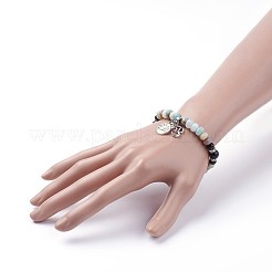 Natural Obsidian Stretch Charm Bracelets&nbsp;BJEW-JB03420-05