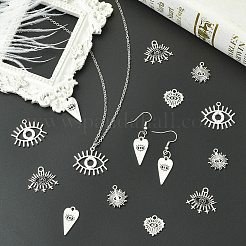 50Pcs 5 Styles Tibetan Style Zinc Alloy Pendant Rhinestone Settings&nbsp;FIND-SC0019-10