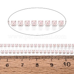 鉄とABS樹脂製の模造パールテニスチェーン  正方形  虹メッキ  スプールで  銀  ラベンダーブラッシュ  2x2x2mm  約10ヤード/ロール&nbsp;CH-Q006-01A-11