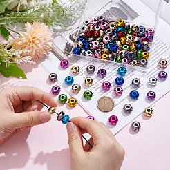 UVメッキアクリルヨーロピアンビーズ100個  大穴ビーズ  多面カット  ロンデル  ミックスカラー  15x8mm  穴：4.7mm&nbsp;OACR-UN0001-14