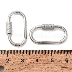 変色しない304ステンレススチール製スクリューカラビナロックチャーム  ネックレス作り用  クイックリンク  オーバル  ステンレス鋼色  26x14x4mm  ネジ:8x4mm&nbsp;LS-STAS-K192-01P