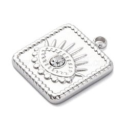304ステンレススチールラインストーンペンダント  ナザールボンジュウ  ステンレス鋼色  15.5x13x2.5mm  穴：1.6mm&nbsp;STAS-S163-32P