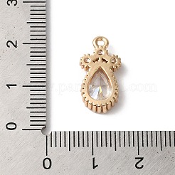 真鍮とガラスのペンダント  ティアドロップ  ゴールドカラー  17x9x4mm  穴：1.2mm&nbsp;KK-C062-094G