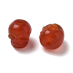 天然カーネリアン（染色・加熱）ビーズ  スカル  9~9.5x8~8.5x9~9.5mm  穴：1.4mm&nbsp;G-K387-02E
