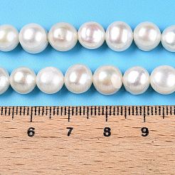 天然養殖淡水パールビーズ連売り  研磨両側  乳白色  7~8x7~9x4~6.5mm  穴：0.7mm  約46~47個/連  13.78~13.98''（35~35.5センチメートル）&nbsp;X-PEAR-N014-07J