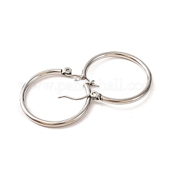 変色しない304ステンレススチール製フープピアス（女性用）  リング  ステンレス鋼色  27x25x2mm  ピン：11x1mm&nbsp;EJEW-F339-02P-02