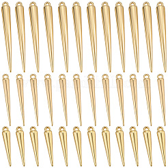 120個3スタイルのプラスチックペンダント  コーンチャーム  ゴールド  23.5~52x5~6.5mm  穴：1~1.8mm  40個/スタイル&nbsp;KY-SC0002-65
