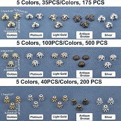 875Pcs 3 Style Tibetan Style Multi-Petal Iron Bead Caps&nbsp;IFIN-FH0001-60
