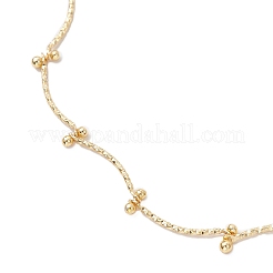 Brass Curved Bar Link Chains with Round Ball Charms Anklets for Women&nbsp;AJEW-AN00713