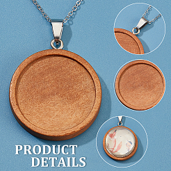 DIY Blank Dome Flat Round Pendant Necklace Making Kit&nbsp;DIY-NB0007-89