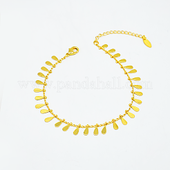 Adjustable Brass Teardrop Tassel Pendant Anklets for Beach&nbsp;MT3277