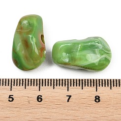 オペークアクリルヨーロピアンビーズ  ナゲット  ライス  大穴ビーズ  ライムグリーン  21x12x12.5mm  穴：4mm  約310個/500g&nbsp;OACR-G064-10B
