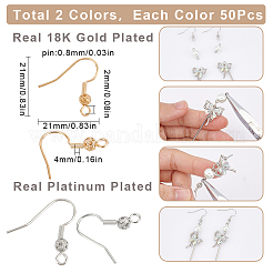 100Pcs 2 Colors Brass French Hooks with Coil and Ball&nbsp;KK-SC0003-62