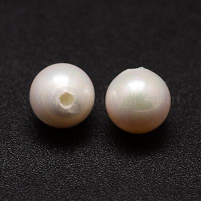 シェルパールビーズ  ラウンド  グレードA  片穴  ホワイト  9mm  穴：1mm&nbsp;BSHE-L031-01-9mm-1