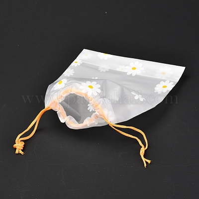 プラスチック製のつや消し巾着袋  長方形  花柄  20x16x0.02~0.2cm&nbsp;ABAG-M003-01A-05-1
